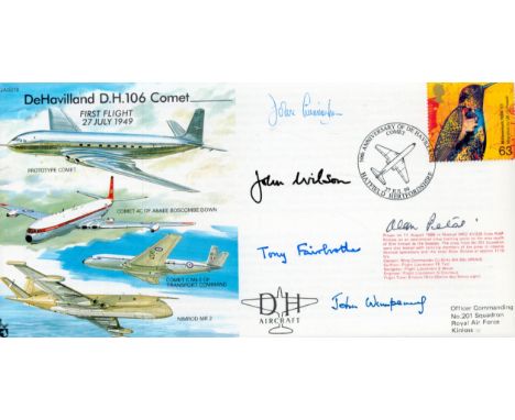 DeHavilland D.H 106 Comet First Flight 27 July 1949 multi signed Flown FDC five signatures include John Cunningham, John Wils