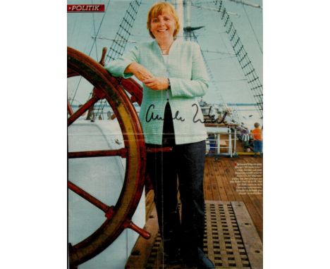 Angela Merkel signed 12x8 inch vintage colour magazine photo. Good Condition. All autographs come with a Certificate of Authe
