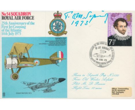 Tom Sopwith signed No 54 squadron Royal Air Force 25th Anniversary of the First Jet crossing of the Atlantic 14th July 1973 P