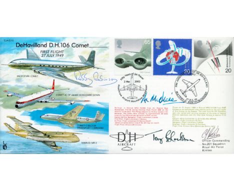 Anthony Blackman, John Robinson and Alastair McDicken multi signed DeHaviland D.H 106 Comet First Flight 27 July 1949 FDC Dou