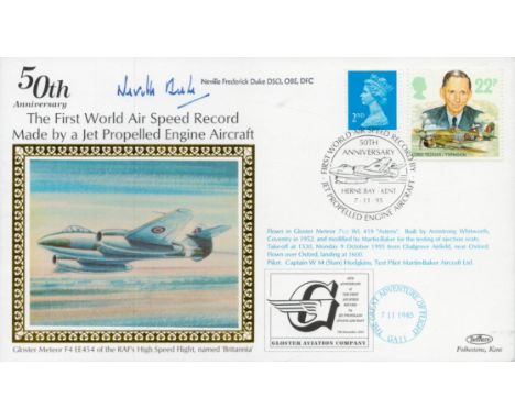 Neville Duke DSO, OBE,DFC signed 50th Anniversary The First World Air Speed Record made by a jet propelled engine aircraft fl