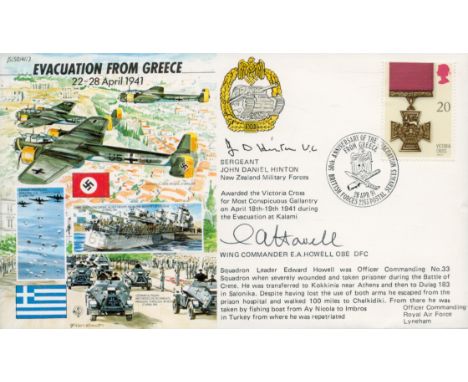 Sergeant John Daniel Hinton and Wing Commander E.A Howell OBE DFC signed Evacuation from Greece 22-28 April 1941 FDC PM 28 Ap