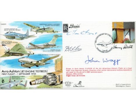 Tom Frost, Harold Pollitt, John Wragg and Dennis Whitham multi signed Avro Ashton (Jet Engine Testbeds) First Flight 1 Septem