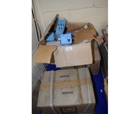 Three boxes of LED light bulbs
