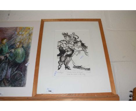 Print signed J Scott, framed