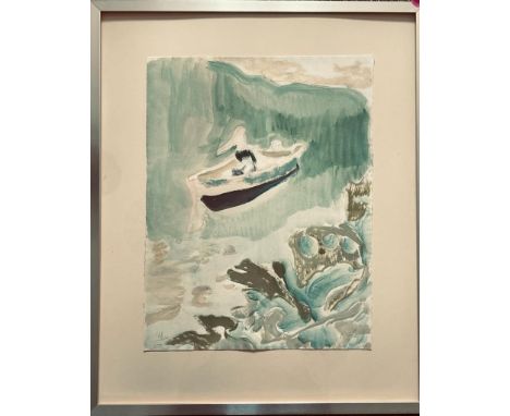 UNSIGNED LITHOGRAPH, INITIALLED LOWER RIGHT, FRAMED, APPROXIMATELY 50 x 39cm

 