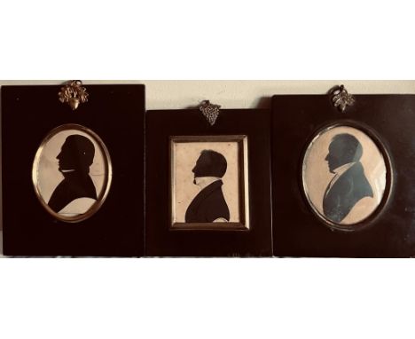 THREE SILHOUETTE PORTRAITS, CENTRE OF R D WHITE OF COLERAINE, APPROXIMATELY 7 x 5.5cm

 