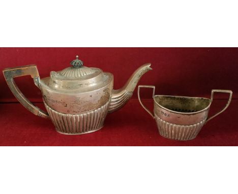 TWO PIECE HALLMARKED SILVER TEASET COMPRISING OF TEAPOT AND TWO HANDLED SUGAR BOWL, CHESTER ASSAY DATED 1898 BY JOHN MILLWARD