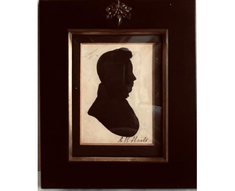 SILHOUETTE PORTRAIT OF REVEREND JOSEPH WAITE, 1825-1883, SIGNED, SEE REVERSE, APPROXIMATELY 8 x 6cm

 