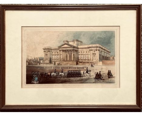 OLD LITHOGRAPH OF OLD ST GEORGES LIVERPOOL, FRAMED AND GLAZED, APPROXIMATELY 23 x 38cm

 