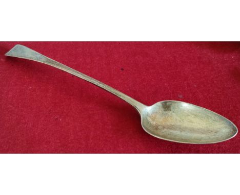 GEORGE III LARGE HALLMARKED SILVER SPOON/LADLE, LONDON ASSAY DATED 1807 BY WILLIAM ELAY AND WILLIAM FEARN. WEIGHT APPROX. 111