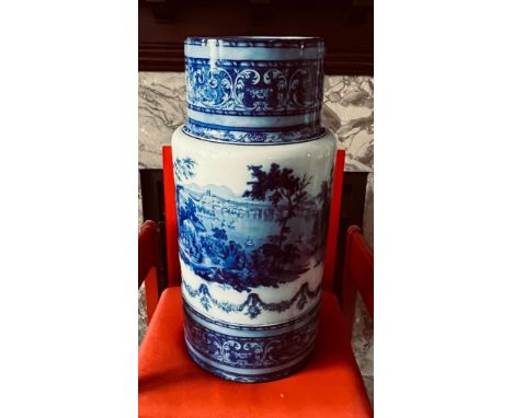 DOULTON BURSLEM CERAMIC STICK STAND WITH BLUE DECORATIVE GLAZE, APPROXIMATELY 59cm HIGH

 