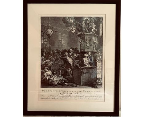 HOGARTH PRINT- CREULITY, SUPERSTITION AND FANATICISM, 1762, APPROXIMATELY 45 x 35cm