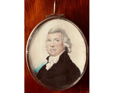 ATTRIBUTED TO SIR WILLIAM CHARLES ROSS, PORTRAIT OF A GENTLEMAN IN OVAL CONVEX FRAME, APPROXIMATELY 7 x 5.5cm

 