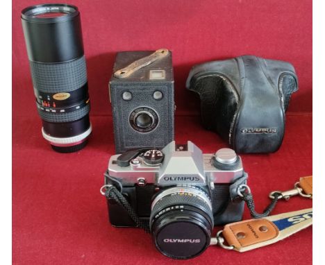 CASED OLYMPUS CAMERA, BOXED BROWNIE CAMERA, PLUS HOYA HMC 100-300 MM ZOOM AND MACRO LENS

ALL IN USED CONDITION, UNCHECKED 