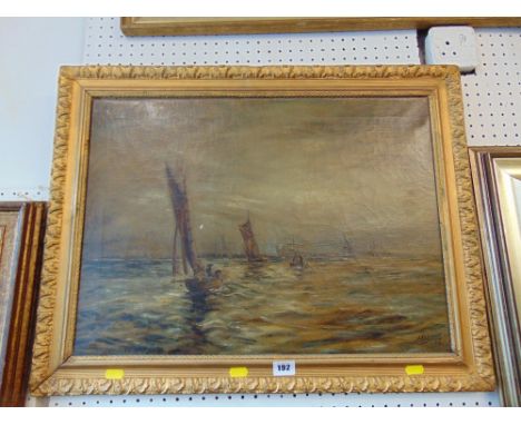 A gilt framed oil on canvas seascape, monogrammed A.B