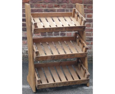 A contemporary upcycled three tier storage unitedProduced from reclaimed fruitwood and three potato crates, height 117cm, wid