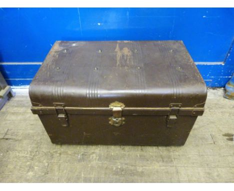 A vintage metal trunk