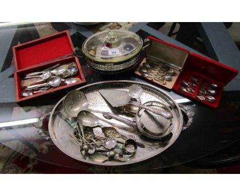2 boxed sets Australian crested silver plate teaspoons, plus other spoons inc. some silver. 