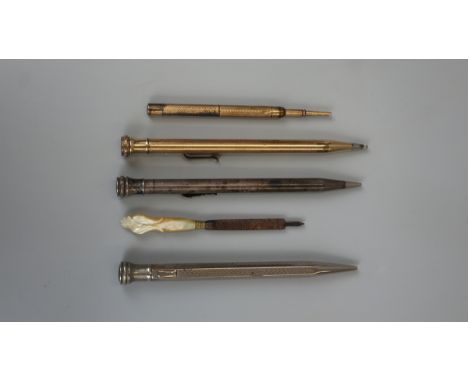 Collection of propelling pencils to include rolled gold and silver plate 