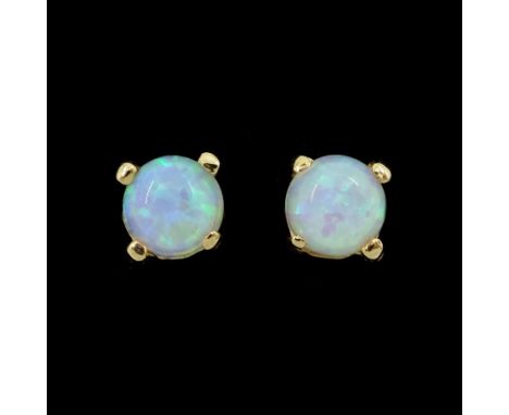 Pair of 9ct gold opal stud earringsCondition Report:Approx 0.7gm, diameter = 4mm
