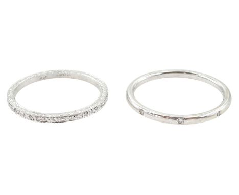 18ct white gold rubover set, seven stone round brilliant cut diamond full eternity ring, hallmarked and a platinum diamond fu