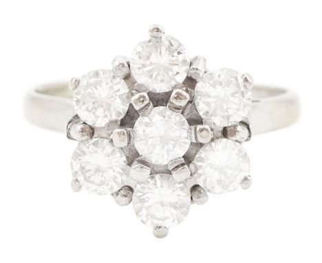 18ct white gold round brilliant cut diamond cluster ring, total diamond weight approx 1.05 caratCondition Report:Approx 4gm, 