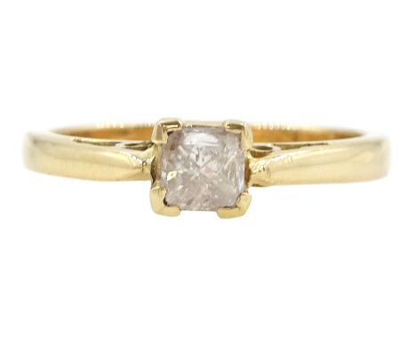 Gold single stone princess cut diamond ring, diamond approx 0.30 caratCondition Report:Approx 2.4gm, tested 16ct, size J-K, d