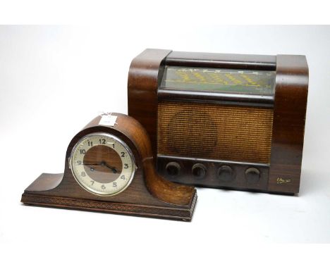 A Marconi 'Marconiphone' vintage radio, in mahogany case, with bakelite knobs; together with an early 20th Century dome cased