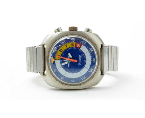 Memosail steel cased manual wind 10-minuet Yacht race chronograph wristwatch, on later stretch strap.Note: watch winding on a