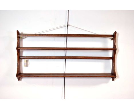 A retro vintage mid 20th Century circa 1960s elm plate rack by Ercol, the two-tier plate rack with shaped supports, 100 x 50c