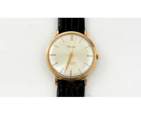 Nivada 9ct yellow gold cased manual wind wristwatch, fitted 21-jewel incabloc movement, boxed. 