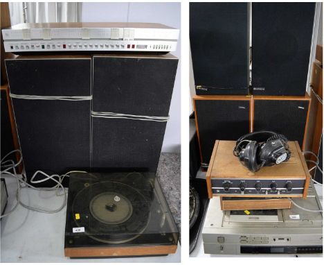 A JVC video-cassette recorder; a stereo cassette-deck by Alpha; a hi-fi amplifier by Eagle Products; a pair of Koss headphone