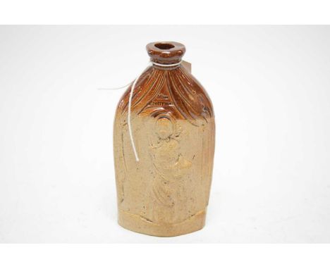 A “Mr and Mrs Caudle” salt-glazed stoneware reform gin flask “No Mr Caudle I shall not go to sleep like a good soul, see Punc