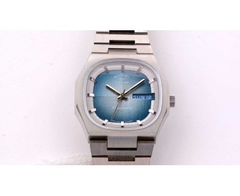 Rotary Commodore steel cased automatic wristwatch, with day/date aperture, serial no. 6259***, on Rotary bracelet strap.Note:
