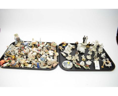 A collection of 19th century and later miniature figures, models and collectibles, most ceramic, including: Art Deco wedding 