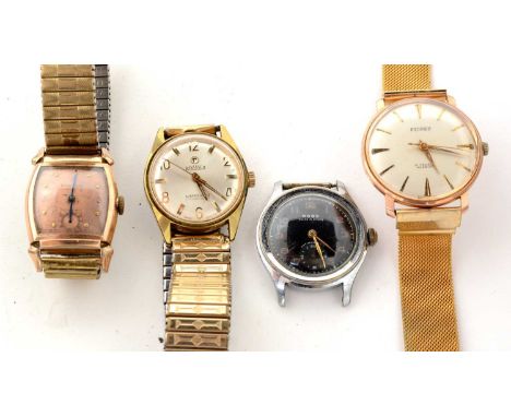 Four manual wind wristwatches, by Pierpont, Bulova, Rose and Roamer Vanguard, all in steel/gilt-steel cases, one missing stra