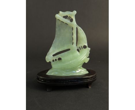 A 20th Century jade boat 8.5cm tall
