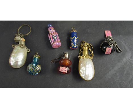Seven various Victorian and later miniature scent bottles including pearl, glass etc 