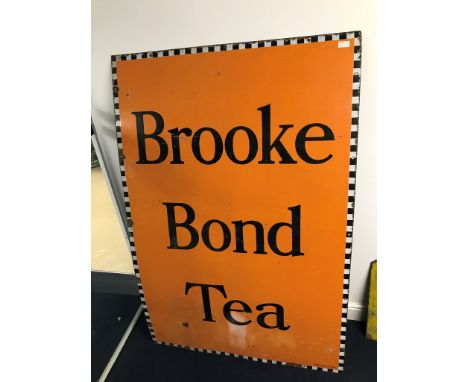 An enamel  Brooke Bond tea tin sign: L102cm x W105cm