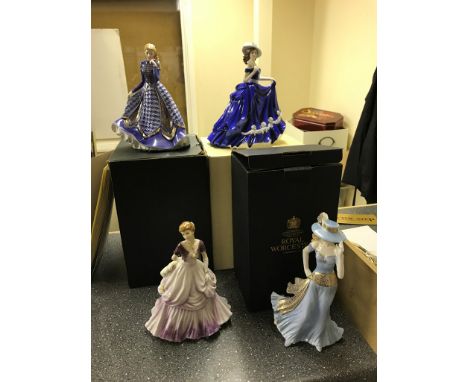Three Royal Worcester ladies and one Coalport Lady