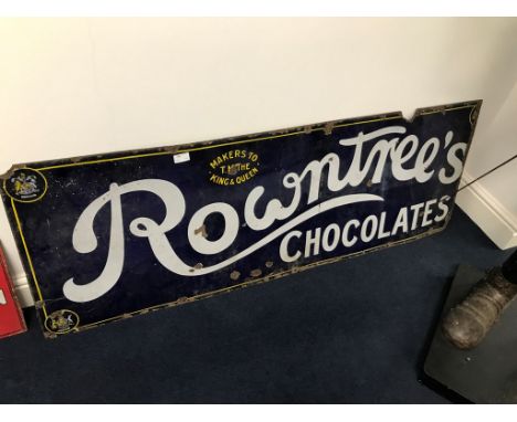 An enamel Rowntrees Chocolates tin sign: H50cm x W147cm