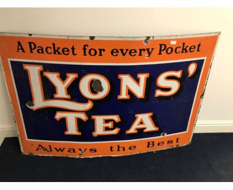An enamel Lyons' tea "Always the Best" tin sign: H154cm x W102cm