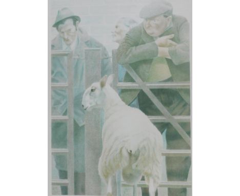 •Alan Stones (b.1947). Blue Faces Leicester, artist signed, titled, dated 1984, limited edition coloured print, 45/125, 63cm 
