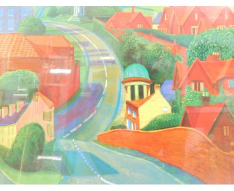 After David Hockney. The Road to York, through Seldmere, coloured print, 49cm x 61cm.