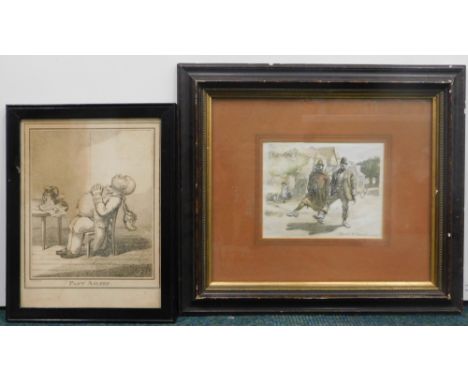 After Gillray. Fast Asleep, monochrome print, 26cm x 20cm another After Ernest H. Shepard (2).