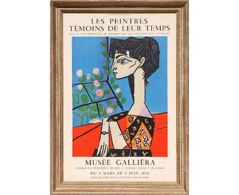 PABLO PICASSO 'Les peintures temoins de leur temps', rare lithographic poster, portrait of Jacqueline, 1956, edition 2000, pr