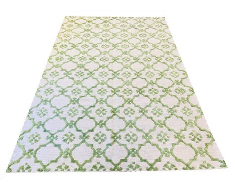 CONTEMPORARY SILK AND WOOL CARPET, 300cm x 200cm, Moroccan lattice design. 