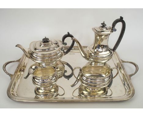 SILVER TEA AND COFFEE SERVICE, by James Dixon and Sons, Sheffield 1977, including a teapot, coffee pot, sugar bowl, milk jug 