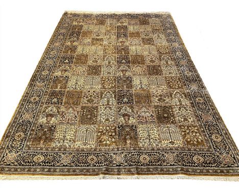 FINE QUM SILK GARDEN DESIGN CARPET, 320cm x 220cm. 